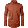 imageMens Stretch Wrinkle Free Dress Shirts Formal Wedding Prom Long Sleeve Button Down ShirtBurnt Orange