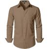 imageMens Stretch Regular Fit Long Sleeve Dress Shirts Lightweight Business Casual Button Down Shirts with PocketDark Khaki