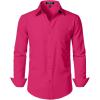 imageMens Stretch Regular Fit Long Sleeve Dress Shirts Lightweight Business Casual Button Down Shirts with PocketHot Pink