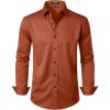 imageMens Stretch Wrinkle Free Dress Shirts Formal Wedding Prom Long Sleeve Button Down ShirtBurnt Orange