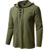 imageMens Pure Cotton Retro Style Lace Up Hooded Shirts for Renaissance Pirate Viking Medieval CostumeArmy Green