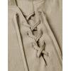 imageMens Pure Cotton Retro Style Lace Up Hooded Shirts for Renaissance Pirate Viking Medieval CostumeKhaki