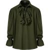 imageMens Pirate Vampire Ruffle Shirt Elastic Cuff Poet Victorian Steampunk Renaissance Medieval Cosplay CostumeArmy Green