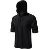 imageMens Pure Cotton Retro Style Lace Up Hooded Shirts for Renaissance Pirate Viking Medieval CostumeBlack