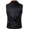 imageMens Vintage Slim Fit Suit Vest Formal Prom Party Herringbone Pattern Waistcoat with Chain DetailBurgundy