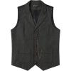imageMens Vintage Slim Fit Suit Vest Formal Prom Party Herringbone Pattern Waistcoat with Chain DetailDark Grey