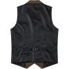 imageMens Vintage Slim Fit Suit Vest Formal Prom Party Herringbone Pattern Waistcoat with Chain DetailKhaki