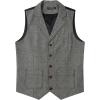 imageMens Vintage Slim Fit Suit Vest Formal Prom Party Herringbone Pattern Waistcoat with Chain DetailLight Grey