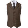 imageMens Vintage Slim Fit Suit Vest Formal Prom Party Herringbone Pattern Waistcoat with Chain DetailKhaki