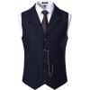 imageMens Vintage Slim Fit Suit Vest Formal Prom Party Herringbone Pattern Waistcoat with Chain DetailNavy Blue