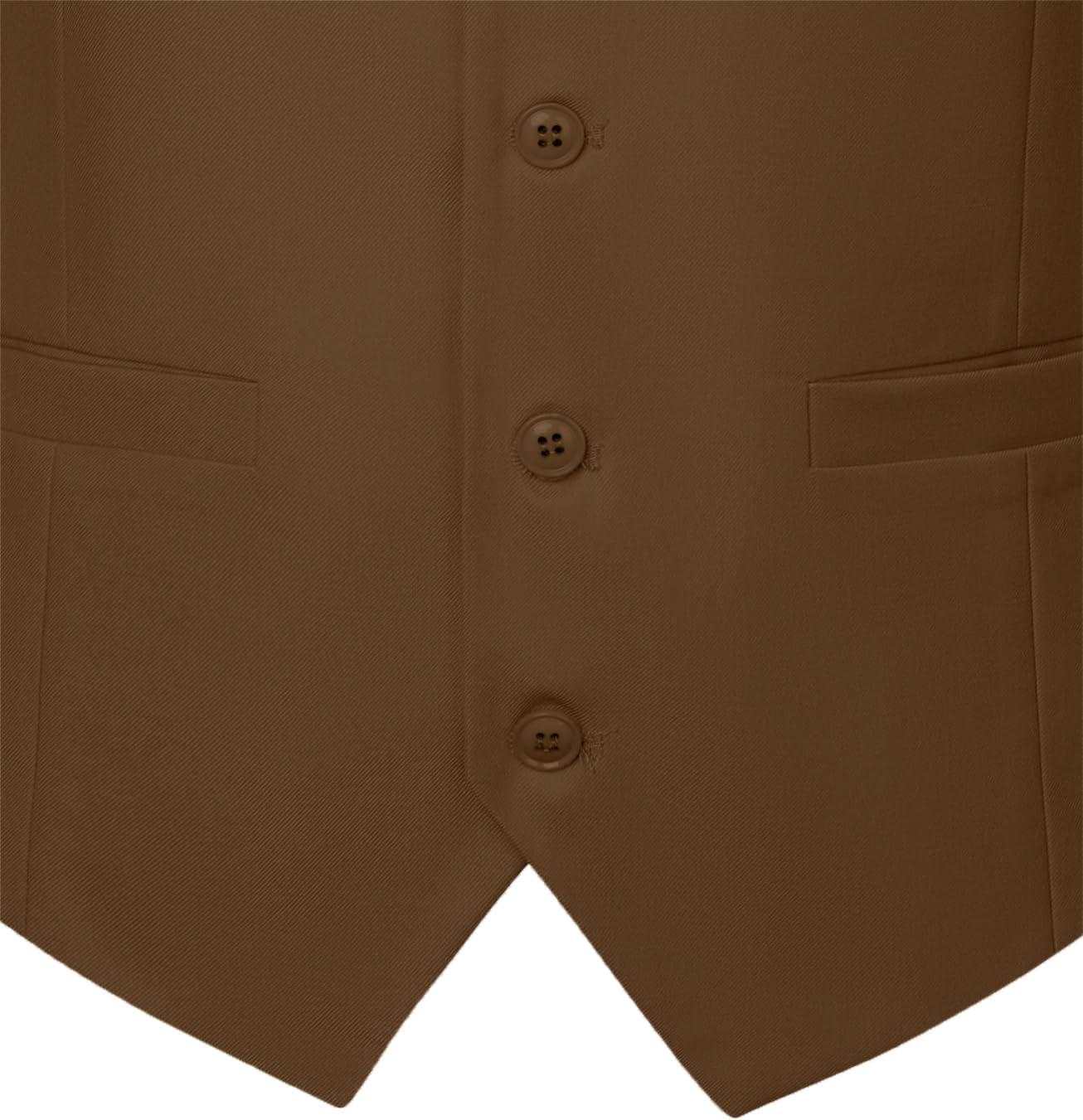 imageMens Classic Slim Fit Dress Vest Formal Wedding Prom Tuxedo Suit Vest with PocketBrown