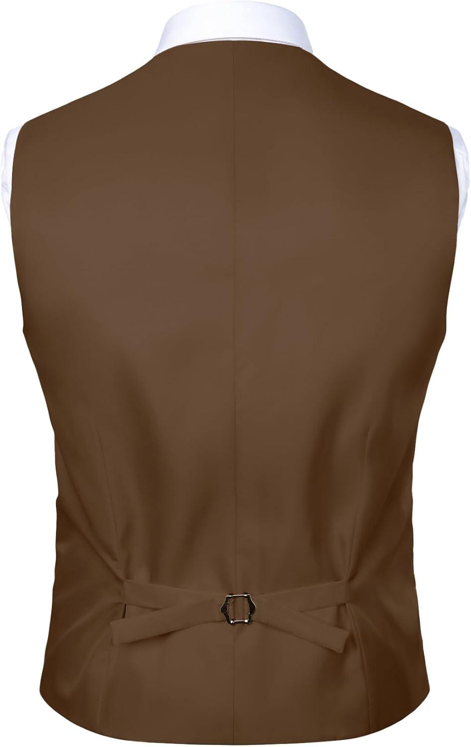 imageMens Classic Slim Fit Dress Vest Formal Wedding Prom Tuxedo Suit Vest with PocketBrown