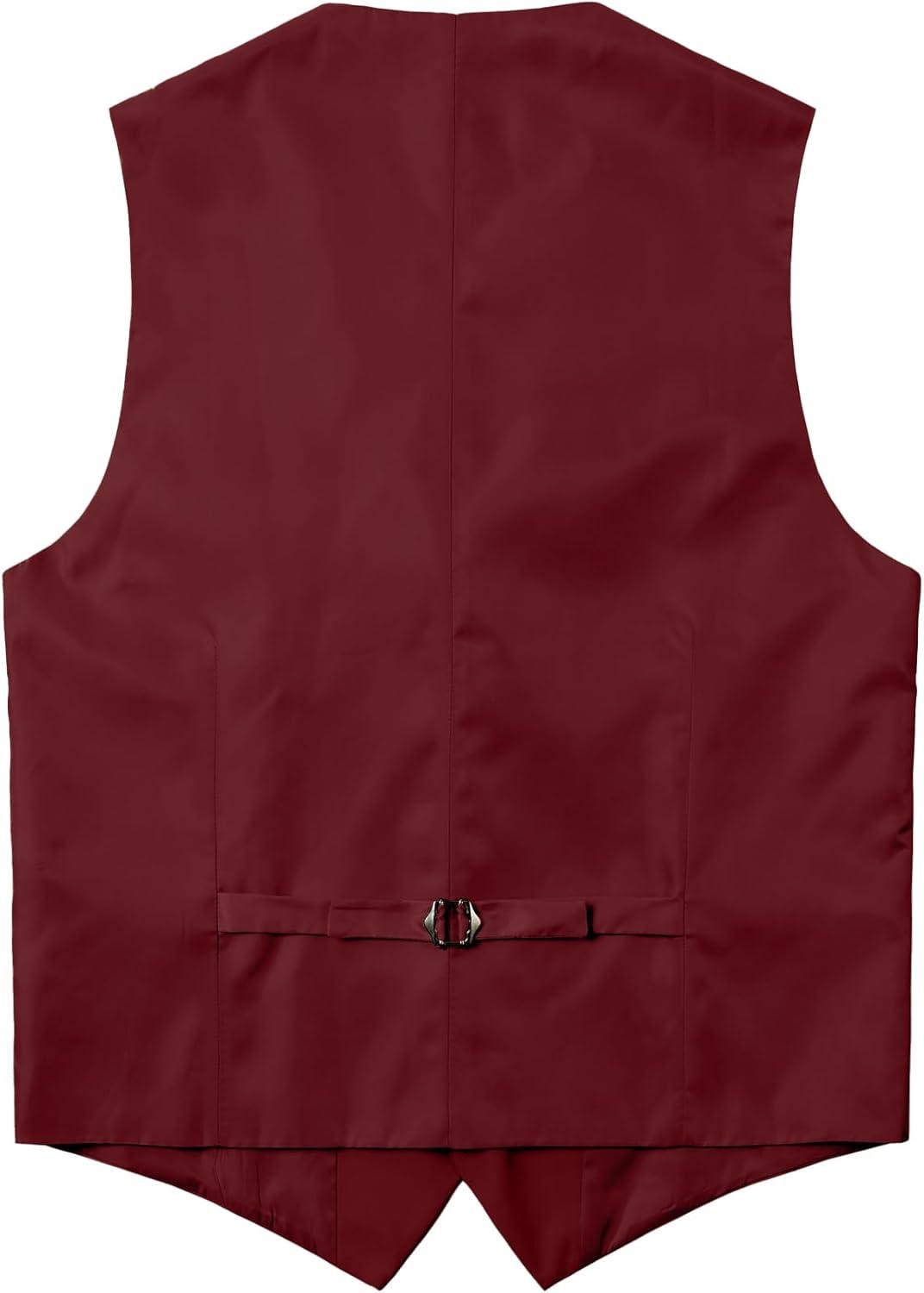 imageMens Classic Slim Fit Dress Vest Formal Wedding Prom Tuxedo Suit Vest with PocketBurgundy