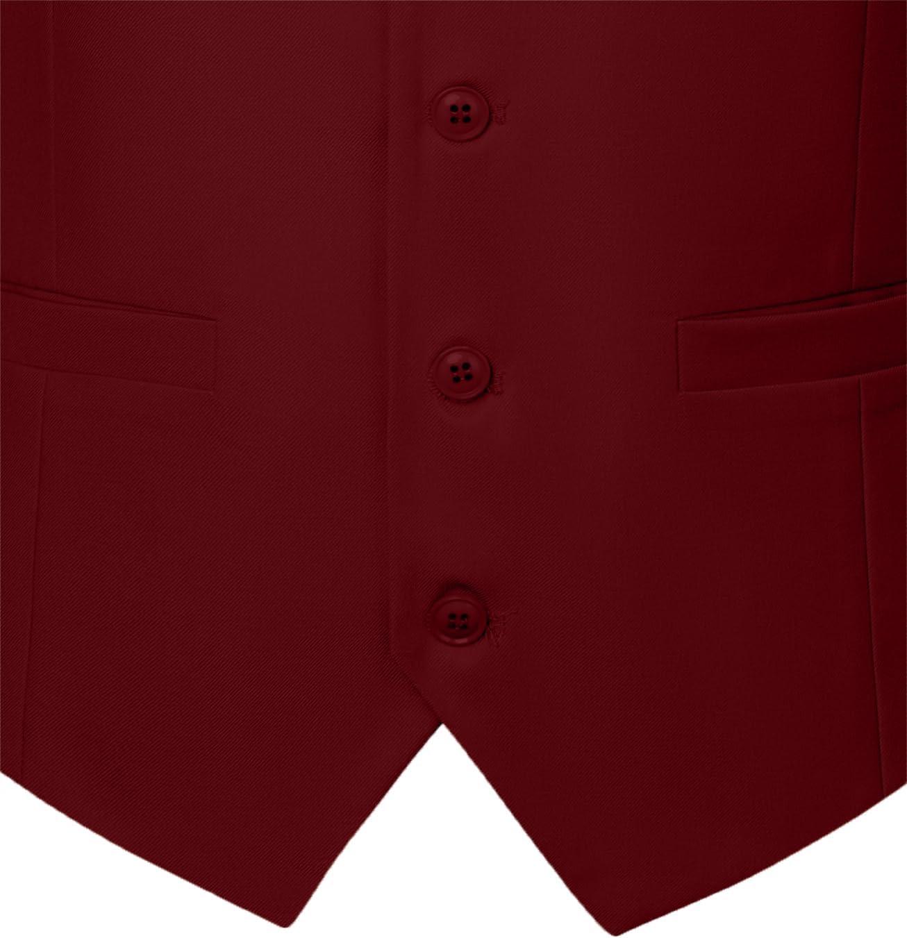 imageMens Classic Slim Fit Dress Vest Formal Wedding Prom Tuxedo Suit Vest with PocketBurgundy
