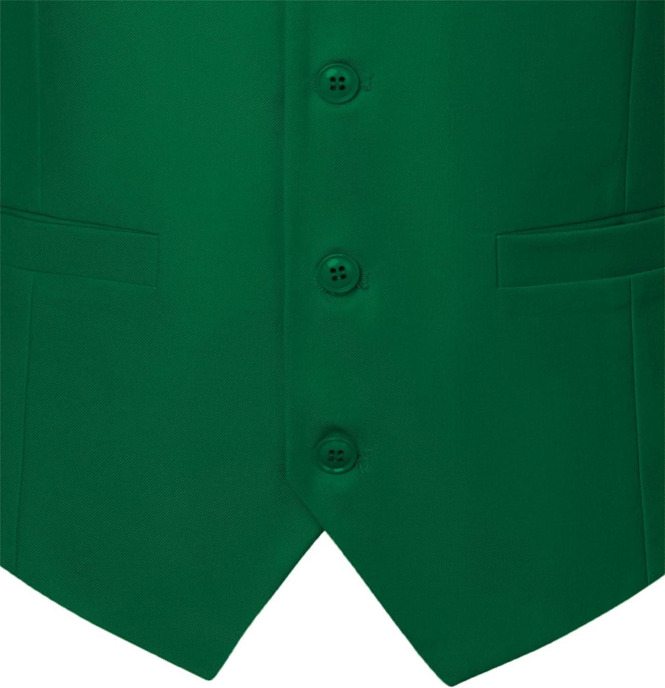 imageMens Classic Slim Fit Dress Vest Formal Wedding Prom Tuxedo Suit Vest with PocketGreen