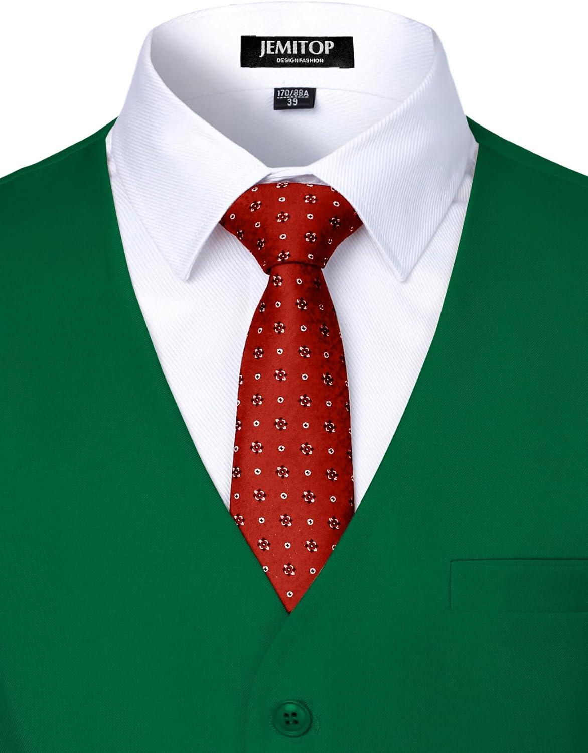 imageMens Classic Slim Fit Dress Vest Formal Wedding Prom Tuxedo Suit Vest with PocketGreen