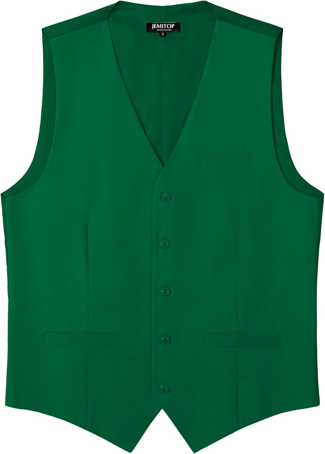 imageMens Classic Slim Fit Dress Vest Formal Wedding Prom Tuxedo Suit Vest with PocketGreen