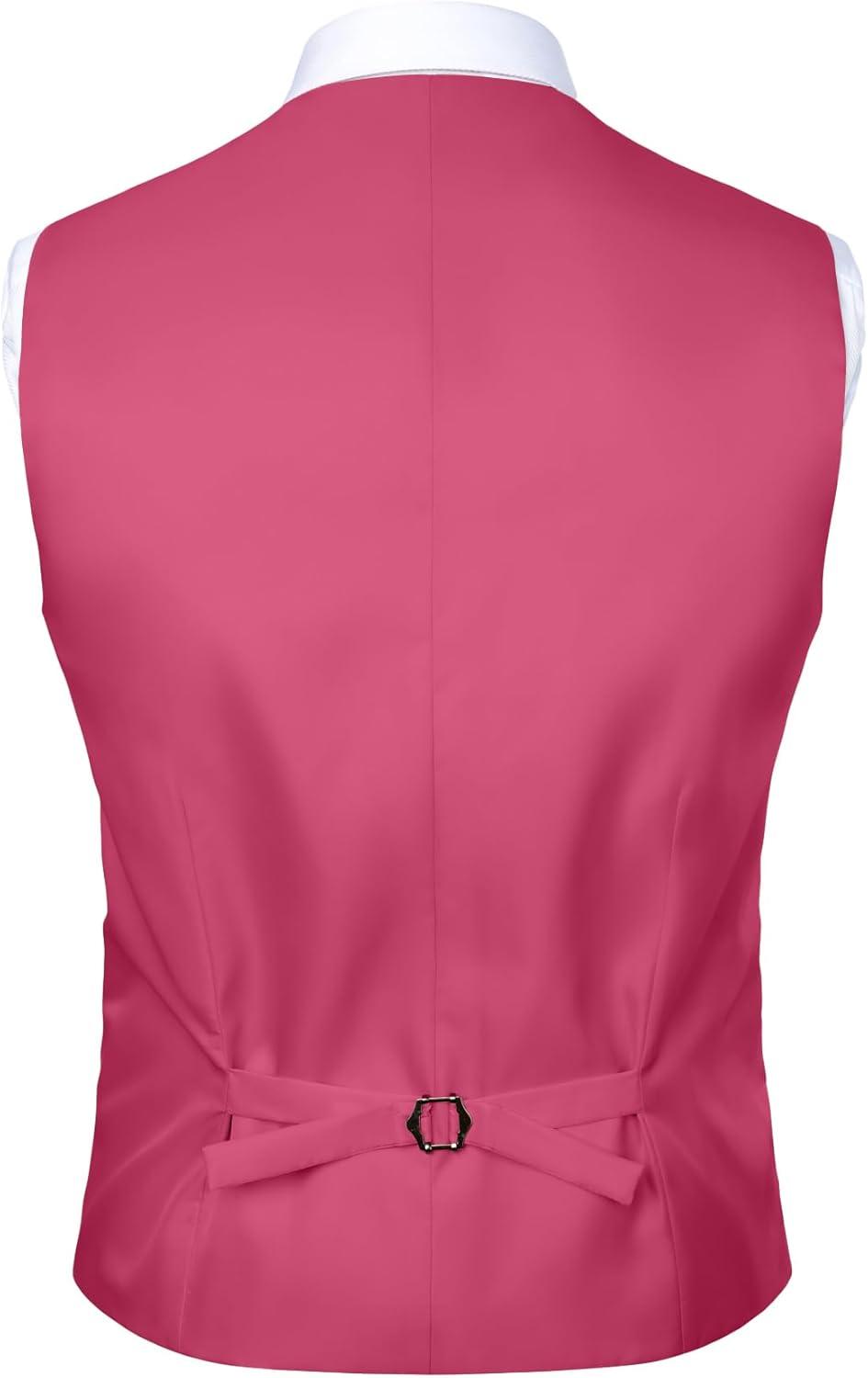 imageMens Classic Slim Fit Dress Vest Formal Wedding Prom Tuxedo Suit Vest with PocketHot Pink