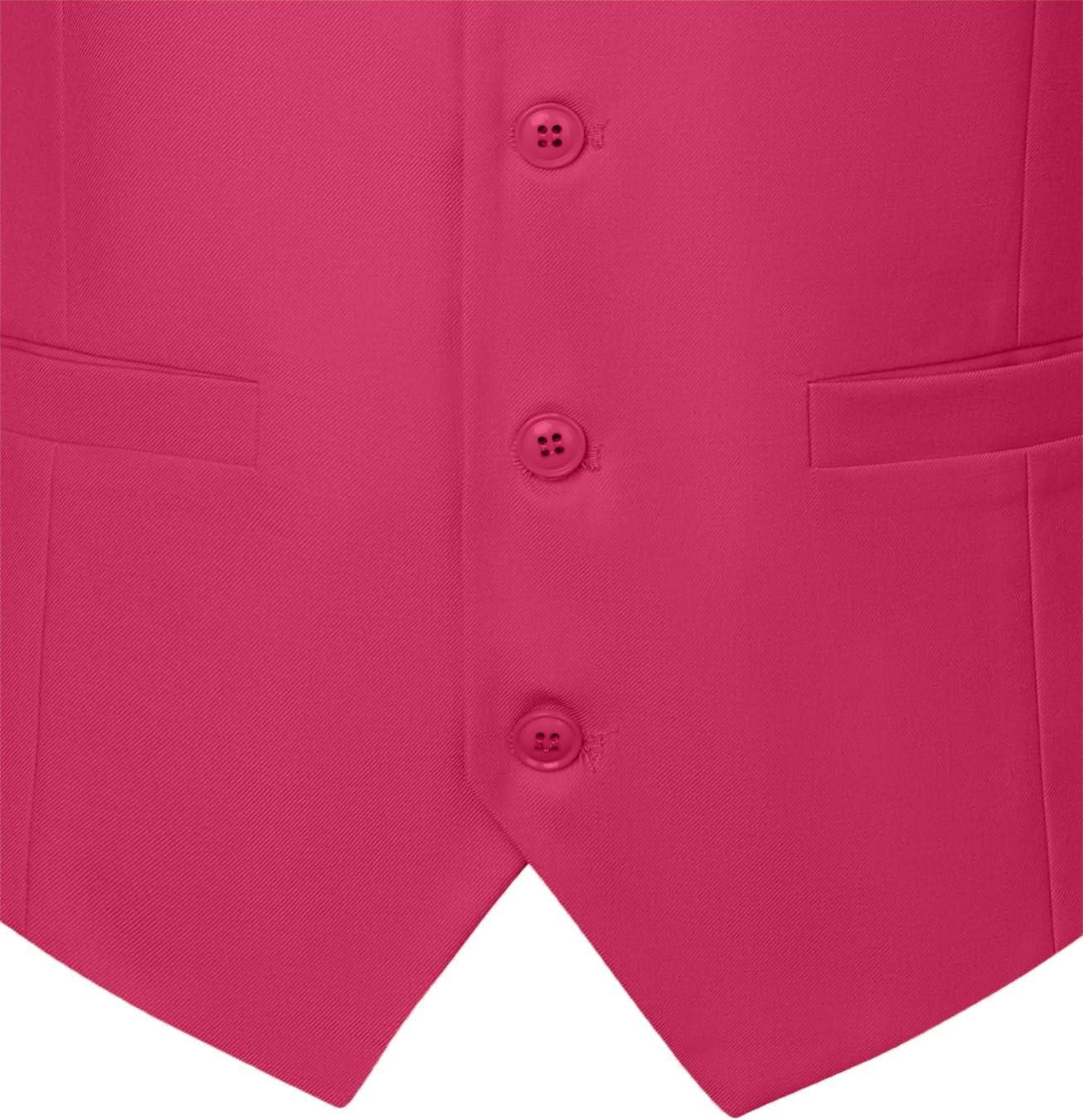 imageMens Classic Slim Fit Dress Vest Formal Wedding Prom Tuxedo Suit Vest with PocketHot Pink