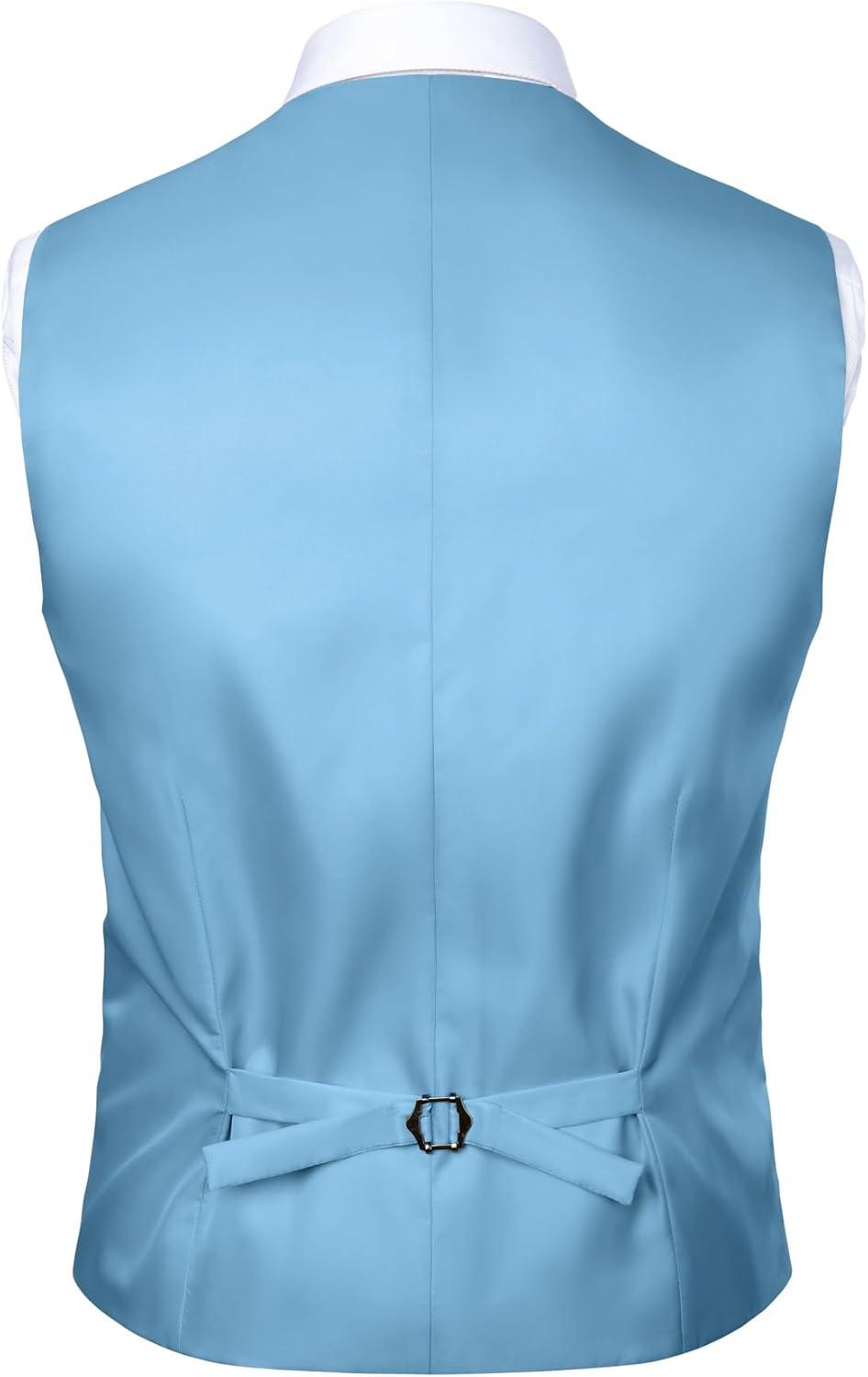 imageMens Classic Slim Fit Dress Vest Formal Wedding Prom Tuxedo Suit Vest with PocketLight Blue