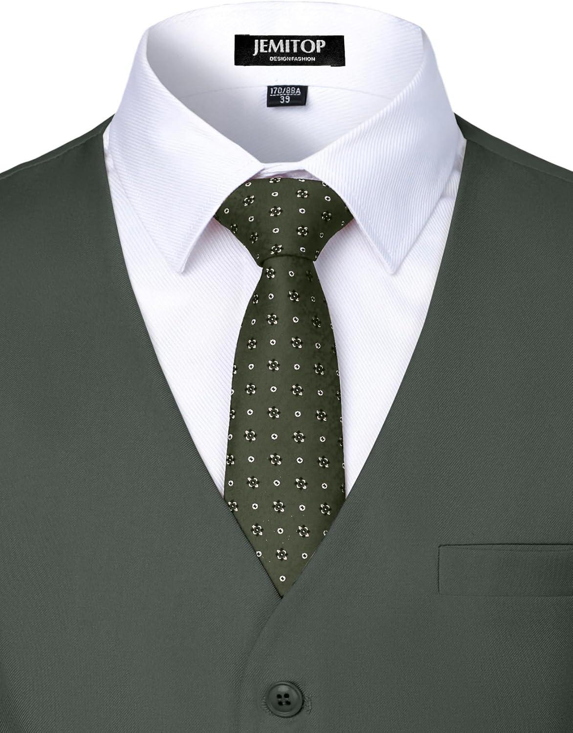 imageMens Classic Slim Fit Dress Vest Formal Wedding Prom Tuxedo Suit Vest with PocketOlive Green