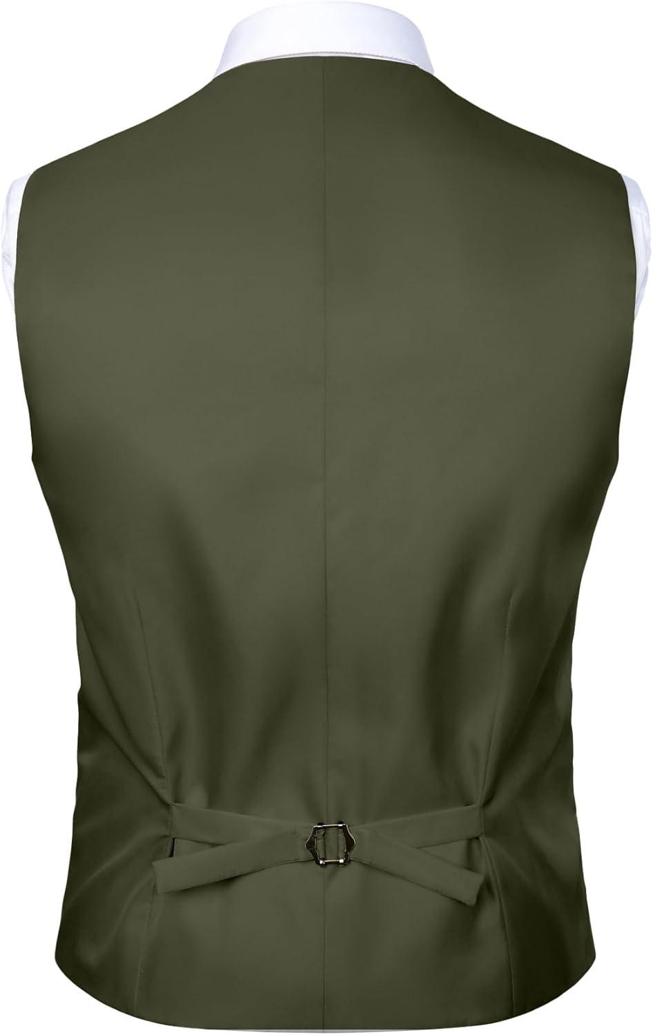 imageMens Classic Slim Fit Dress Vest Formal Wedding Prom Tuxedo Suit Vest with PocketOlive Green