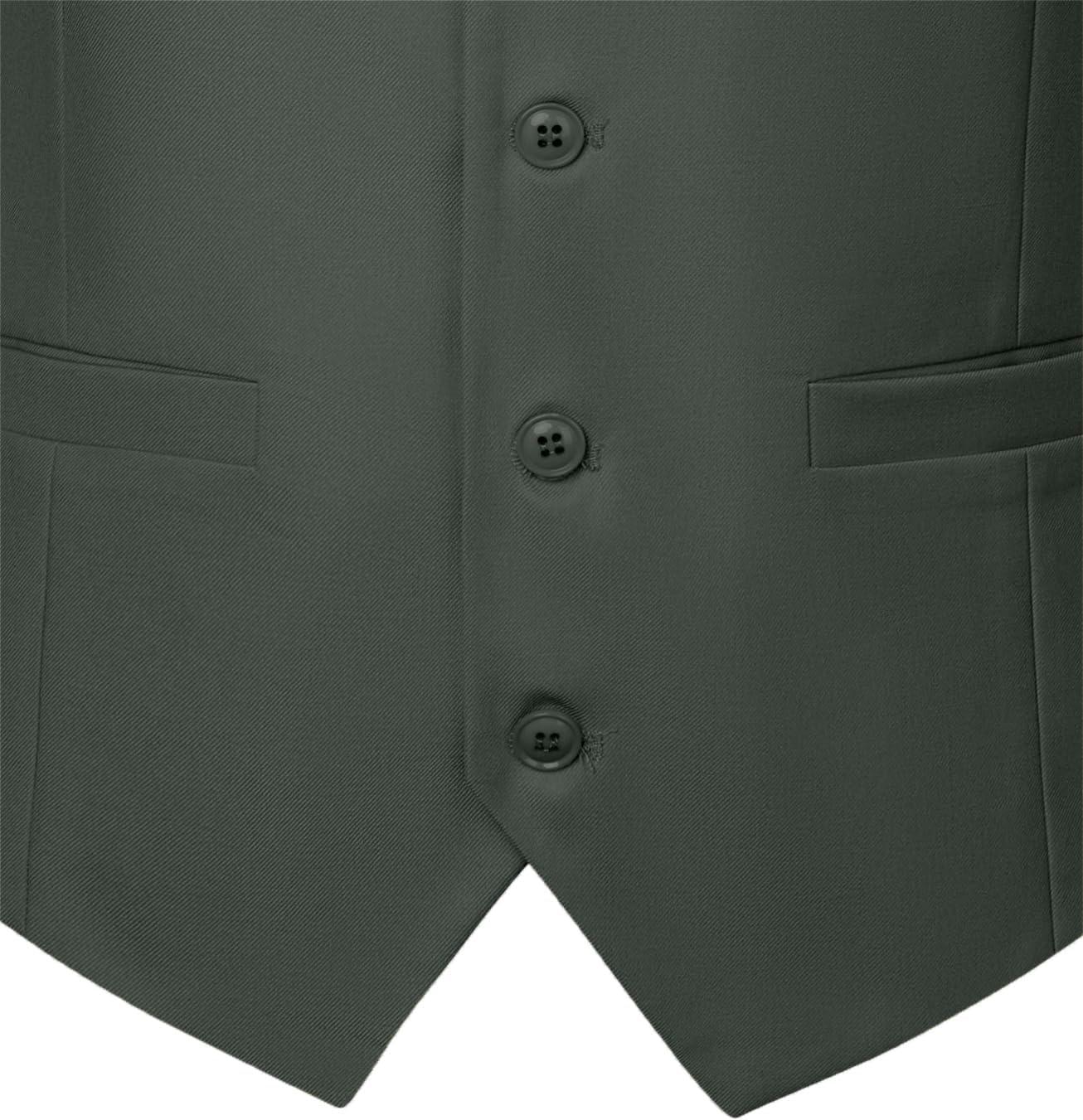 imageMens Classic Slim Fit Dress Vest Formal Wedding Prom Tuxedo Suit Vest with PocketOlive Green