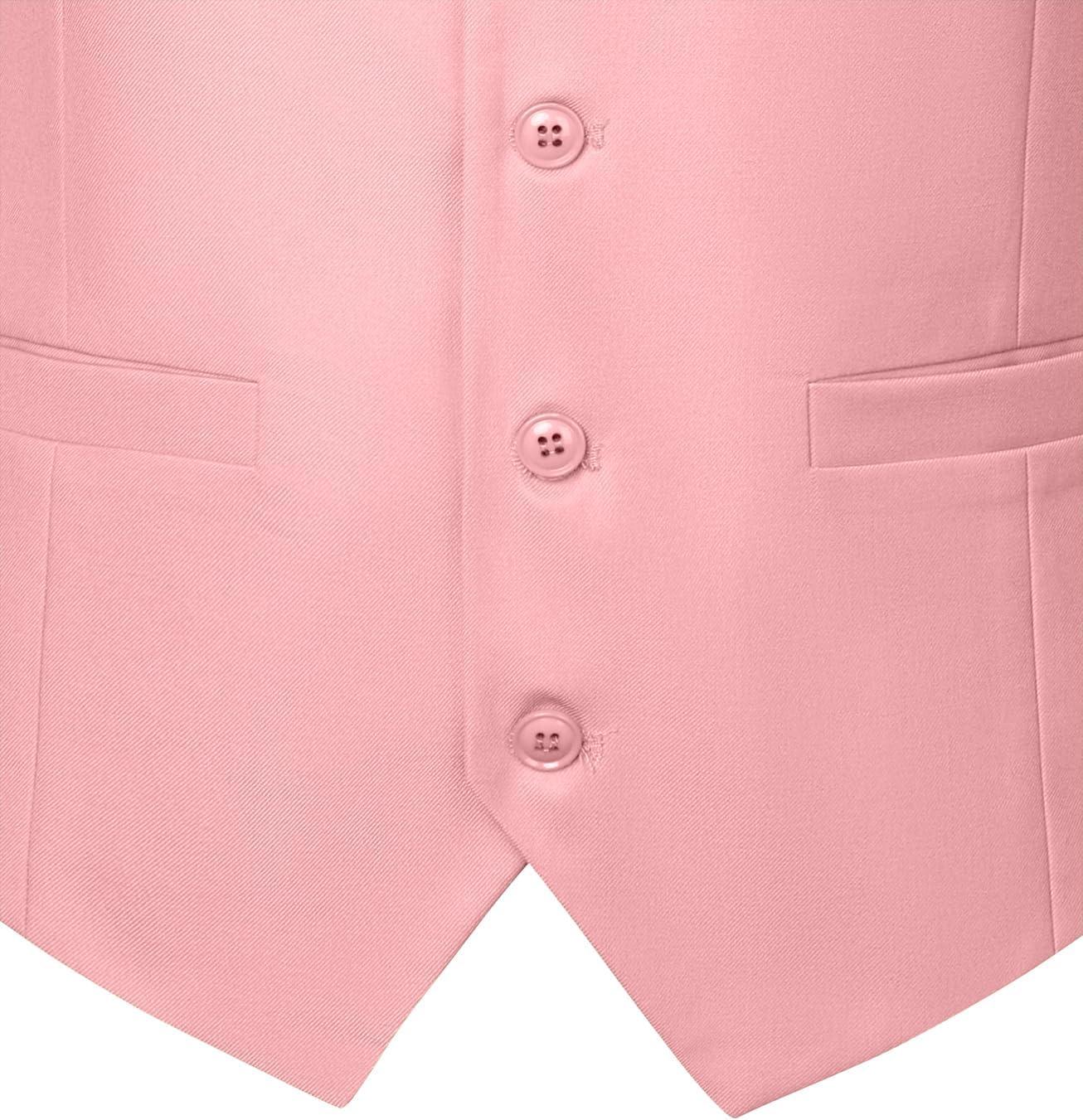 imageMens Classic Slim Fit Dress Vest Formal Wedding Prom Tuxedo Suit Vest with PocketPink