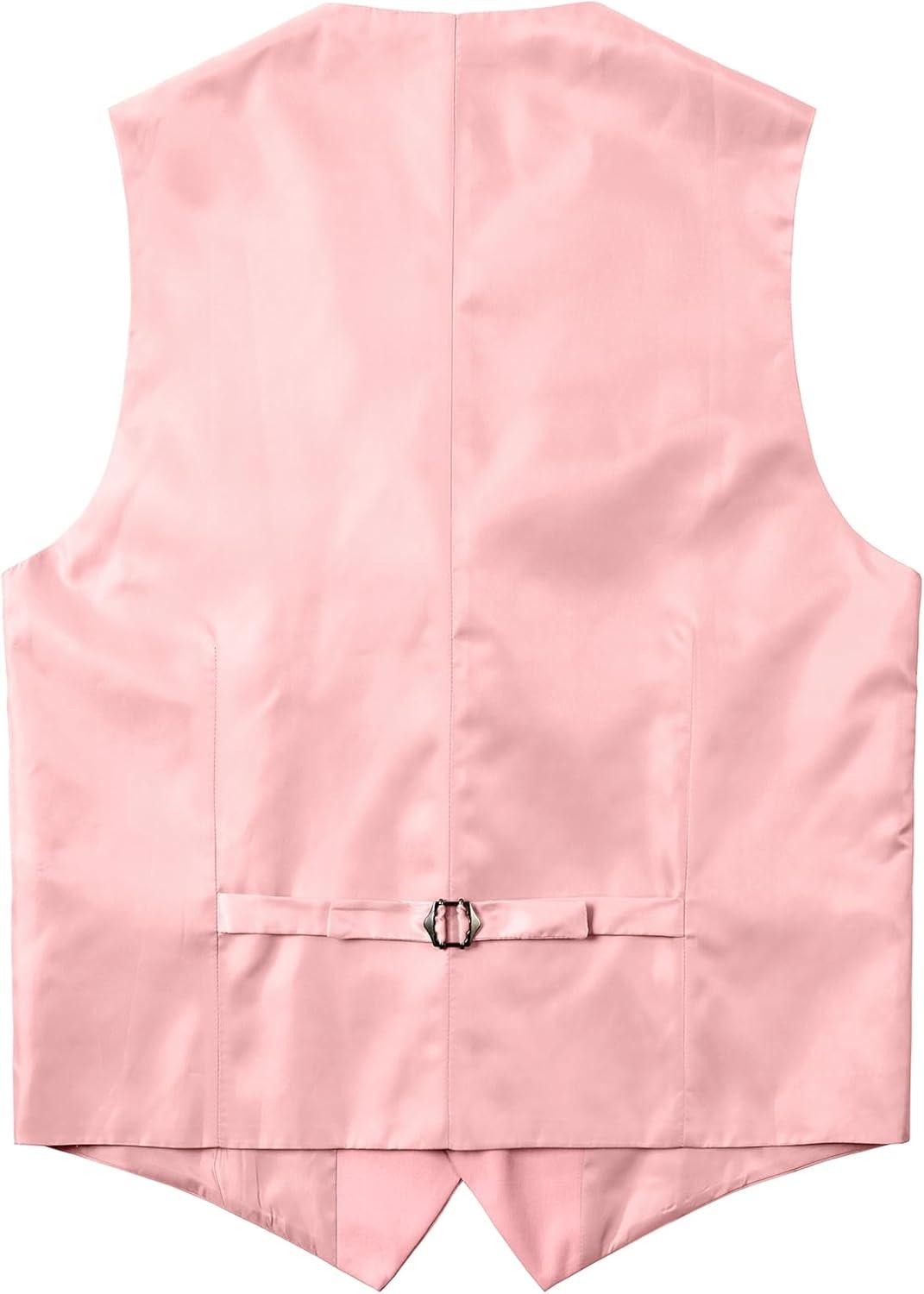 imageMens Classic Slim Fit Dress Vest Formal Wedding Prom Tuxedo Suit Vest with PocketPink