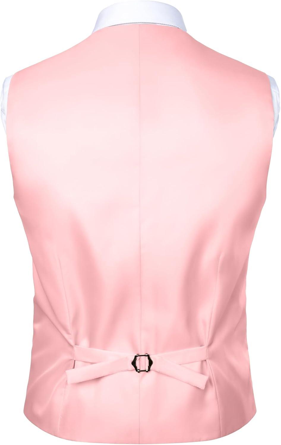 imageMens Classic Slim Fit Dress Vest Formal Wedding Prom Tuxedo Suit Vest with PocketPink