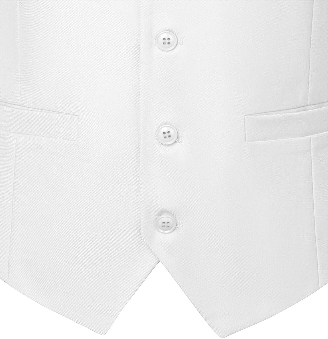 imageMens Classic Slim Fit Dress Vest Formal Wedding Prom Tuxedo Suit Vest with PocketWhite