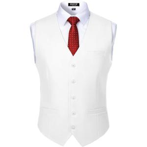 imageMens Classic Slim Fit Dress Vest Formal Wedding Prom Tuxedo Suit Vest with PocketWhite