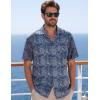 imageMens Shiny Satin SilkLike Designer Shirt Summer Regular Fit Short Sleeve Button Up Floral Shirt with PocketBlue