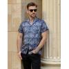 imageMens Shiny Satin SilkLike Designer Shirt Summer Regular Fit Short Sleeve Button Up Floral Shirt with PocketBlue