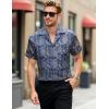 imageMens Shiny Satin SilkLike Designer Shirt Summer Regular Fit Short Sleeve Button Up Floral Shirt with PocketBlue