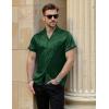 imageMens Shiny Satin SilkLike Designer Shirt Summer Regular Fit Short Sleeve Button Up Floral Shirt with PocketDark Green