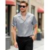 imageMens Shiny Satin SilkLike Designer Shirt Summer Regular Fit Short Sleeve Button Up Floral Shirt with PocketGray Silver