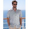 imageMens Shiny Satin SilkLike Designer Shirt Summer Regular Fit Short Sleeve Button Up Floral Shirt with PocketGray Silver