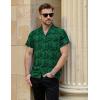 imageMens Shiny Satin SilkLike Designer Shirt Summer Regular Fit Short Sleeve Button Up Floral Shirt with PocketGreen