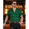 imageMens Shiny Satin SilkLike Designer Shirt Summer Regular Fit Short Sleeve Button Up Floral Shirt with PocketGreen