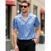 imageMens Shiny Satin SilkLike Designer Shirt Summer Regular Fit Short Sleeve Button Up Floral Shirt with PocketLight Blue