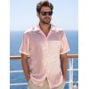 imageMens Shiny Satin SilkLike Designer Shirt Summer Regular Fit Short Sleeve Button Up Floral Shirt with PocketPink