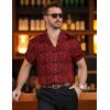 imageMens Shiny Satin SilkLike Designer Shirt Summer Regular Fit Short Sleeve Button Up Floral Shirt with PocketRed