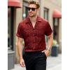 imageMens Shiny Satin SilkLike Designer Shirt Summer Regular Fit Short Sleeve Button Up Floral Shirt with PocketRed