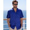 imageMens Shiny Satin SilkLike Designer Shirt Summer Regular Fit Short Sleeve Button Up Floral Shirt with PocketRoyal Blue