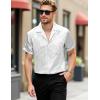 imageMens Shiny Satin SilkLike Designer Shirt Summer Regular Fit Short Sleeve Button Up Floral Shirt with PocketWhite