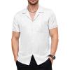 imageMens Shiny Satin SilkLike Designer Shirt Summer Regular Fit Short Sleeve Button Up Floral Shirt with PocketWhite