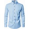 imageMens Stretch Wrinkle Free Dress Shirts Formal Prom Wedding Long Sleeve Button Down ShirtsBlue