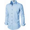 imageMens Stretch Wrinkle Free Dress Shirts Formal Prom Wedding Long Sleeve Button Down ShirtsBlue