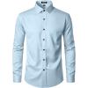 imageMens Stretch Wrinkle Free Dress Shirts Formal Prom Wedding Long Sleeve Button Down ShirtsLight Blue